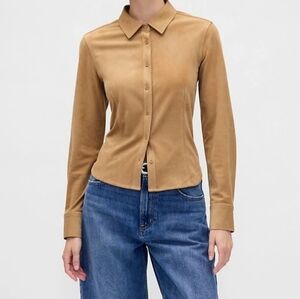 Vegan Suede Button‎ Down - Size Small